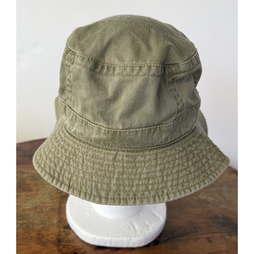 Mustangs Embroidered Bucket Hat Olive Green Distressed Cotton Boho One Size - Picture 2 of 10